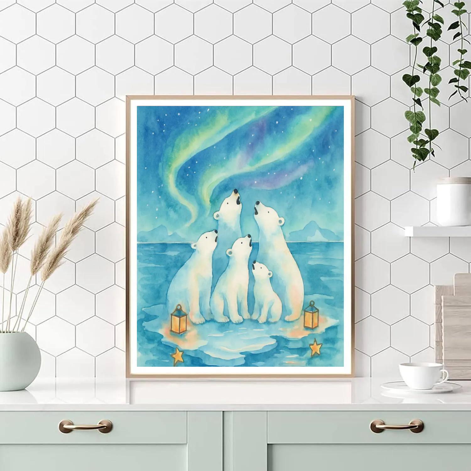 Polar Bear Choir On The Ice Floe paint by number
