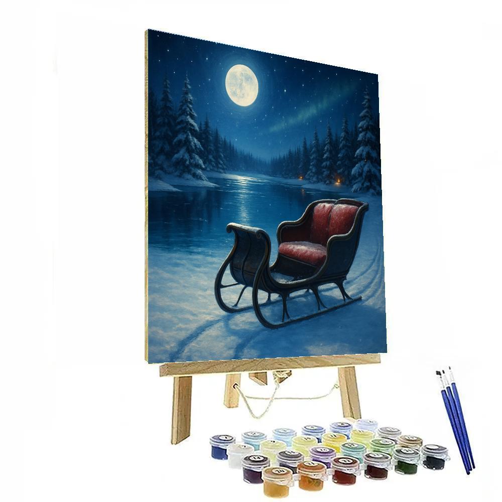 Moonlit Sleigh On The Frozen Lake Paint by numbers art