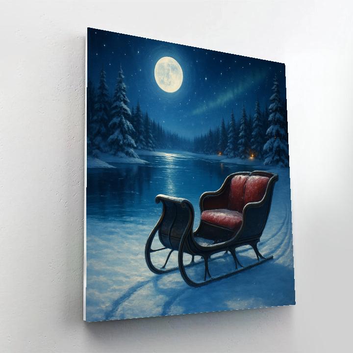 Moonlit Sleigh On The Frozen Lake Paint by numbers art