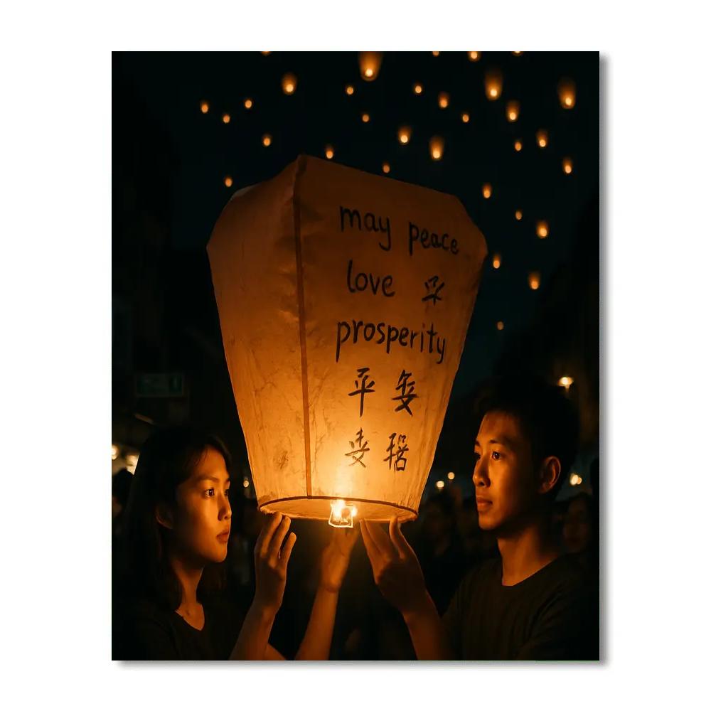 Chinese Lantern Festival Sky Lantern Release Pingxi Taiwan Numbered painting kits