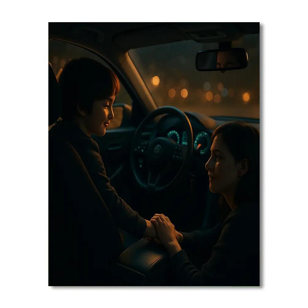 Night Drive Backseat Conversation Number painting