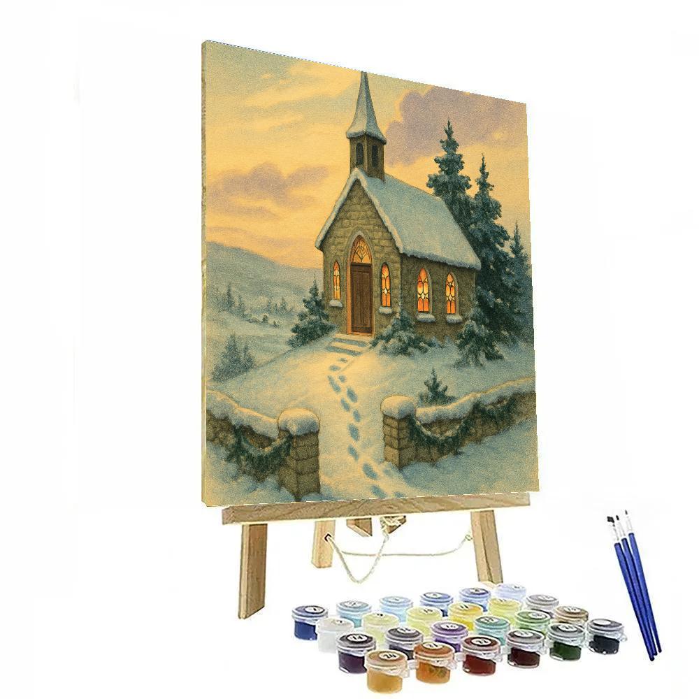 First Snow At The Mountain Chapel Paint by numbers art