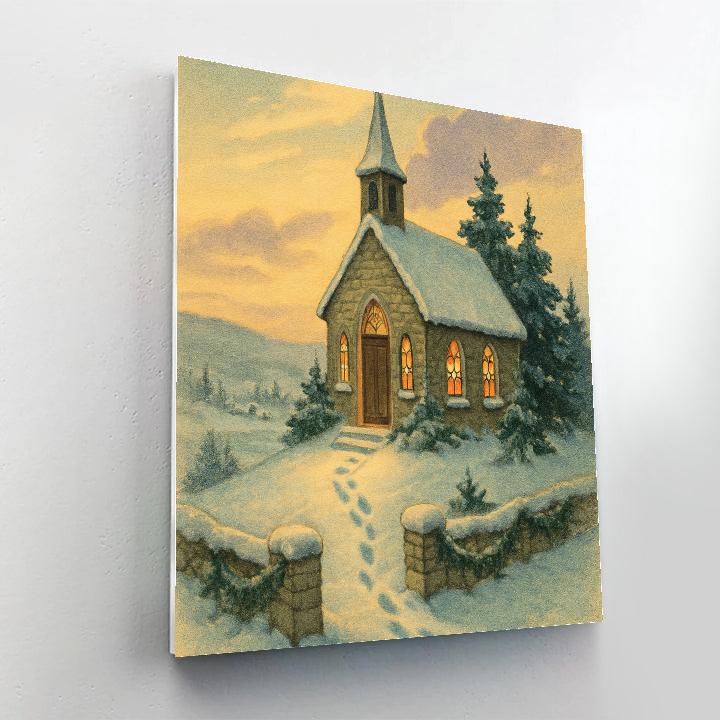 First Snow At The Mountain Chapel Paint by numbers art