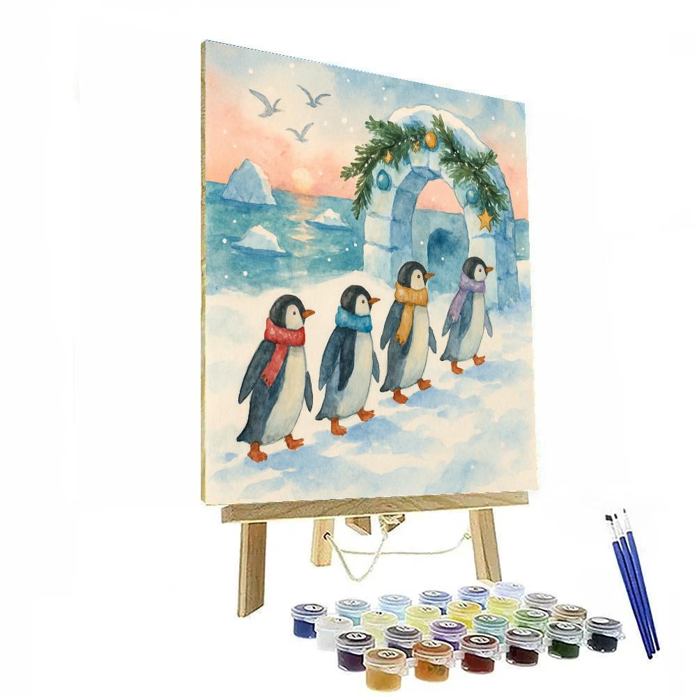 Penguin Parade To The Evergreen Arch Paint by numbers art