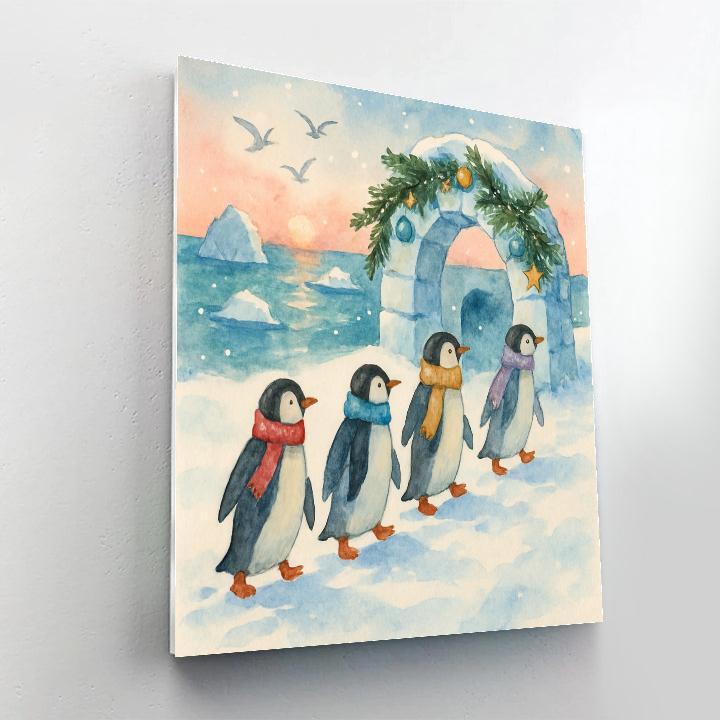 Penguin Parade To The Evergreen Arch Paint by numbers art