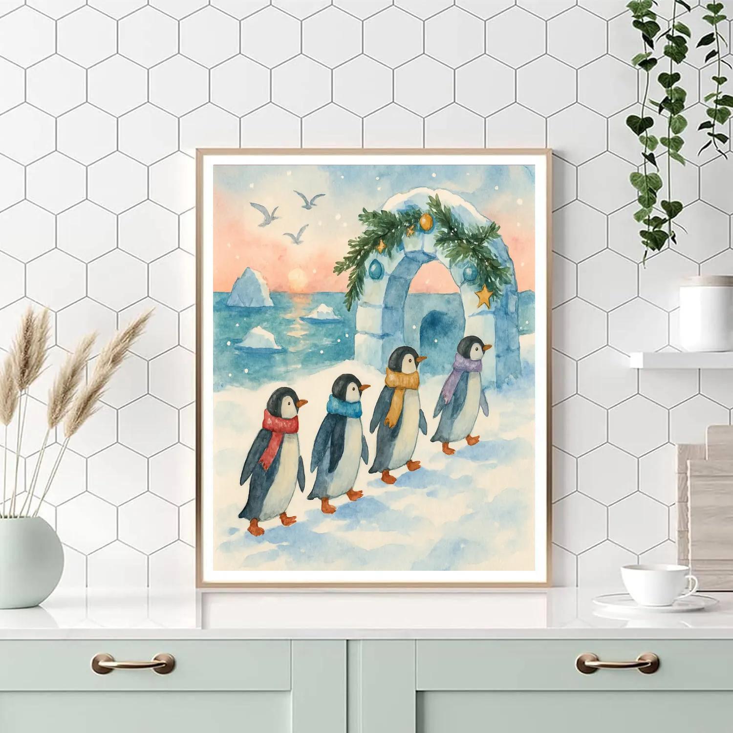 Penguin Parade To The Evergreen Arch Paint by numbers art