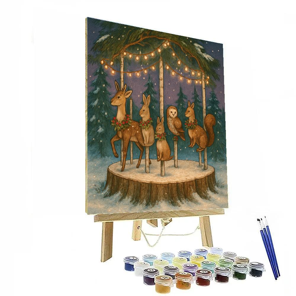 Evergreen Carousel Of Forest Animals paint by numbers