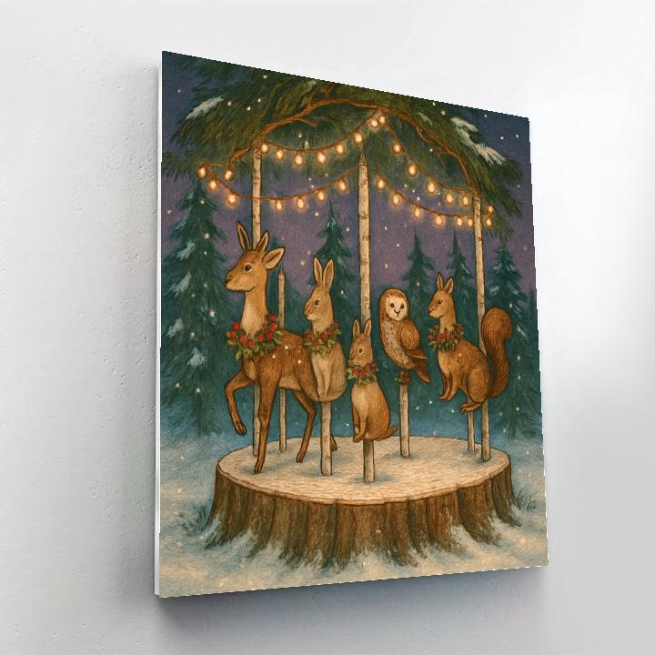 Evergreen Carousel Of Forest Animals paint by numbers