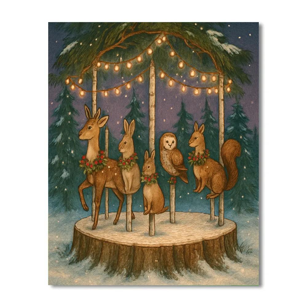 Evergreen Carousel Of Forest Animals paint by numbers