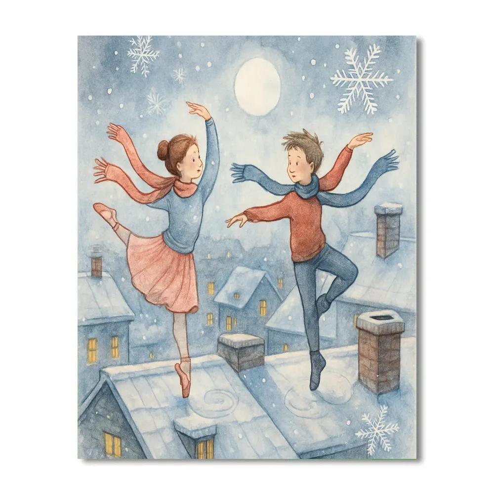 Snowflake Ballet On The Rooftops painting number kit
