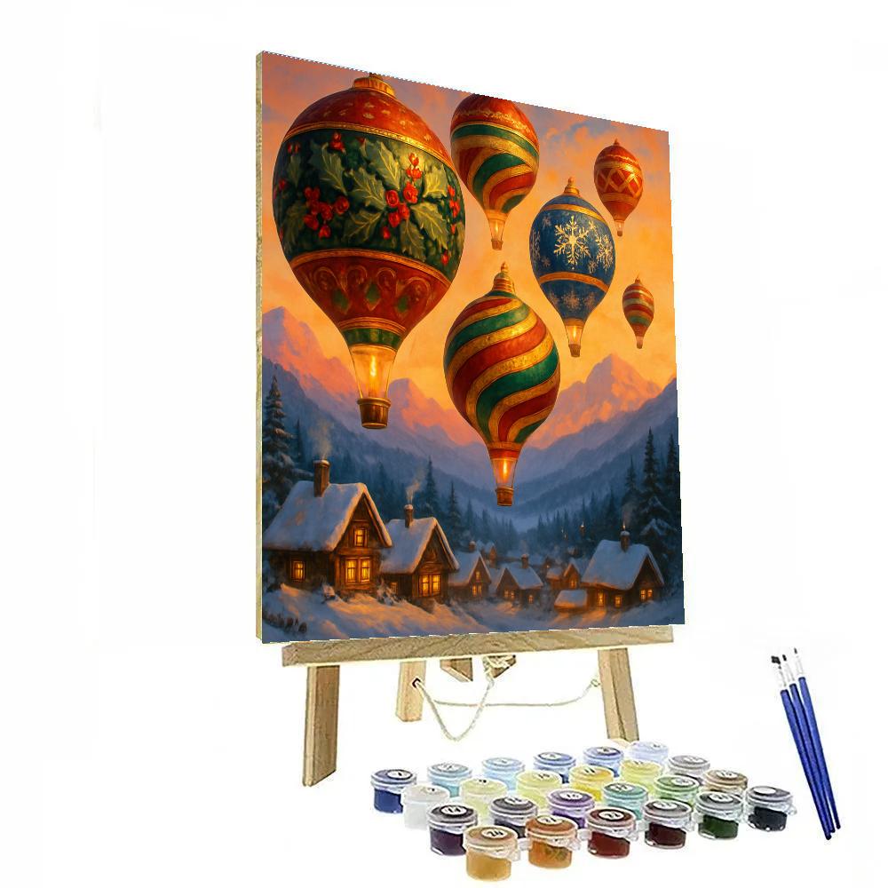 Holiday Hot Air Balloons Over The Valley paint by numbers