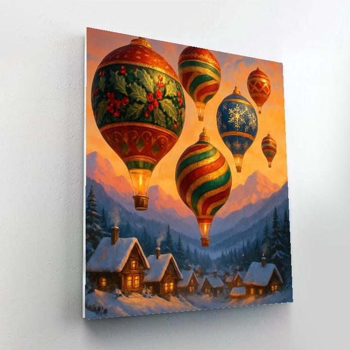 Holiday Hot Air Balloons Over The Valley paint by numbers