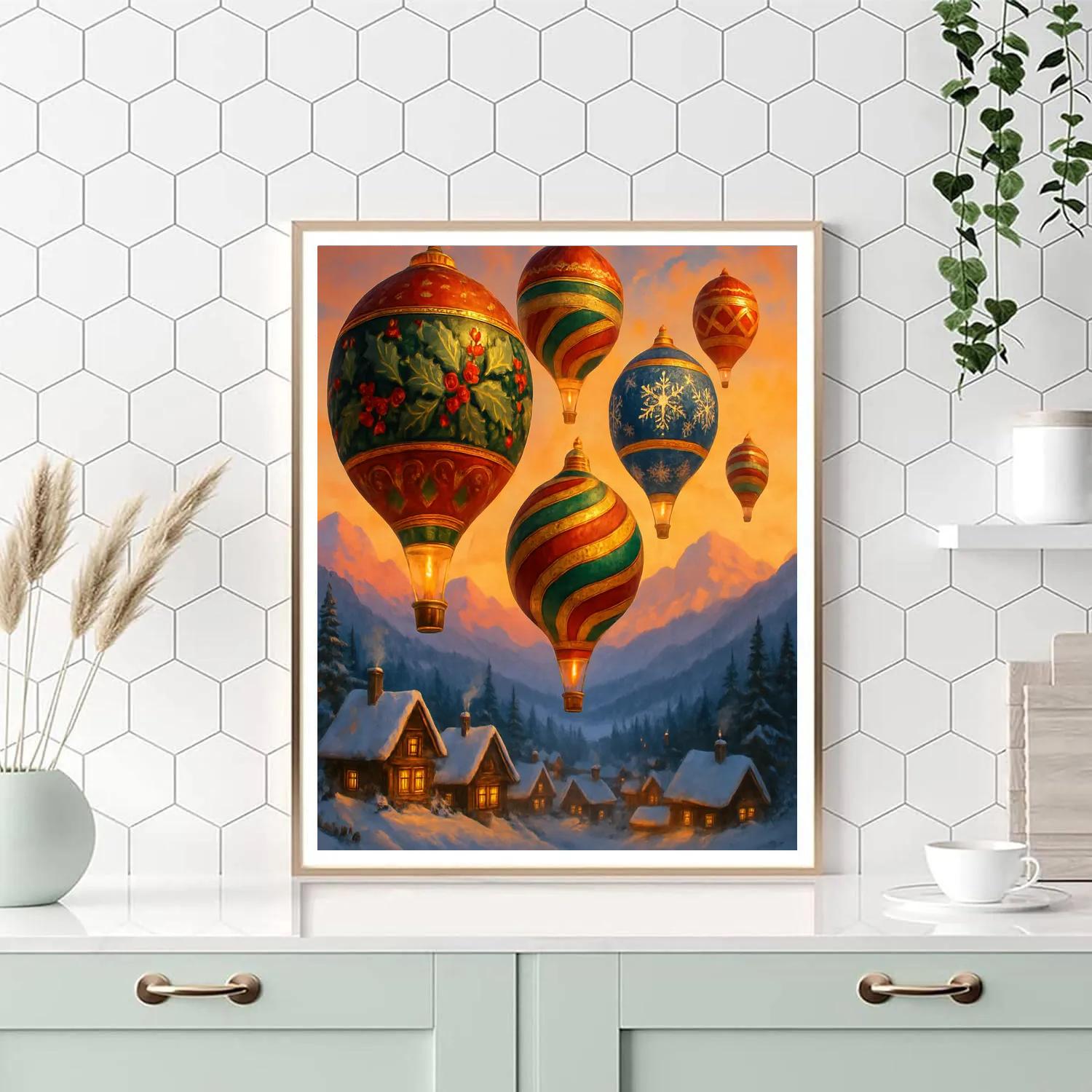 Holiday Hot Air Balloons Over The Valley paint by numbers
