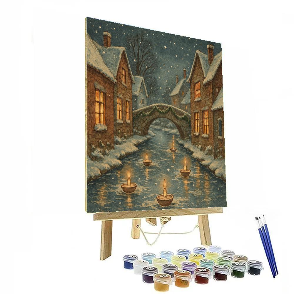 Silent Night Over The Canal Village paint by color