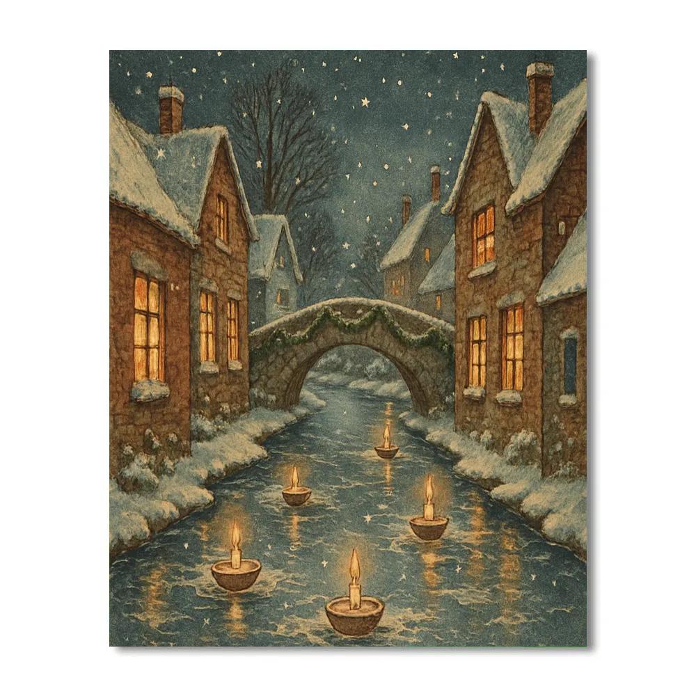 Silent Night Over The Canal Village paint by color