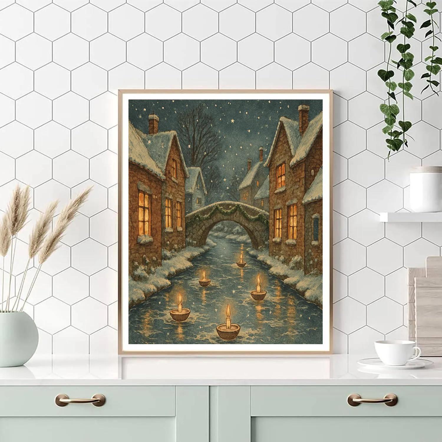 Silent Night Over The Canal Village paint by color