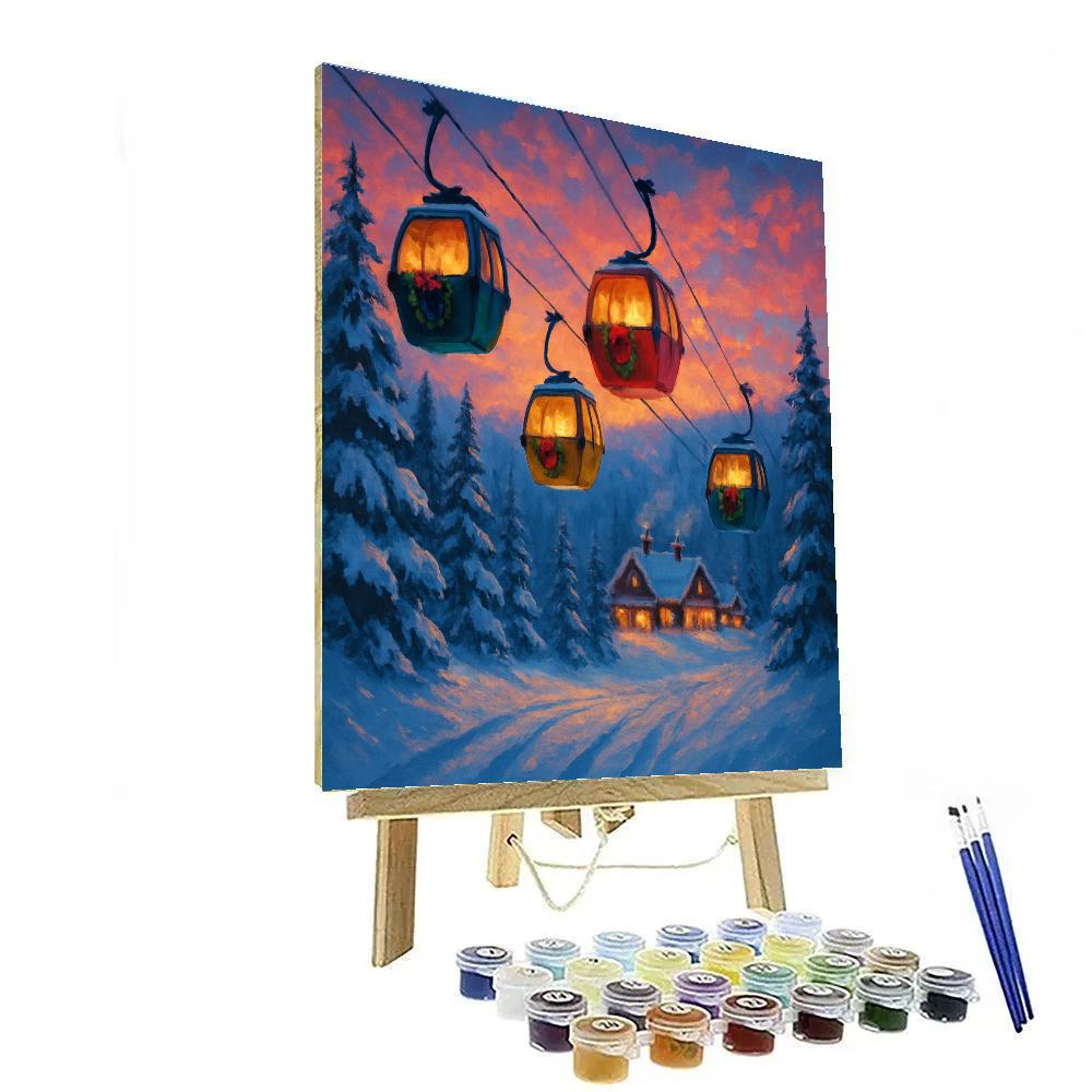 Alpine Ski Lift Christmas Evening DIY paint by numbers