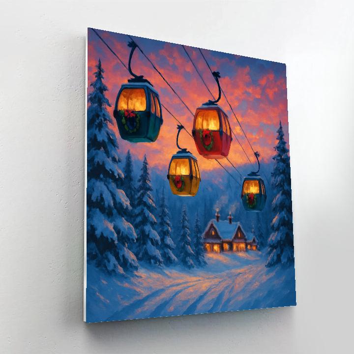 Alpine Ski Lift Christmas Evening DIY paint by numbers