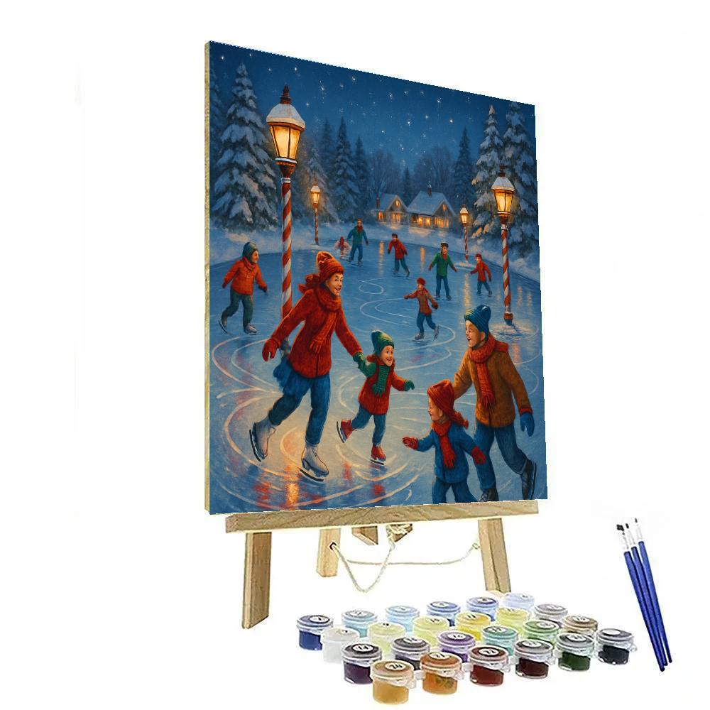 Candy Cane Lane Ice Skaters Painting by numbers kit