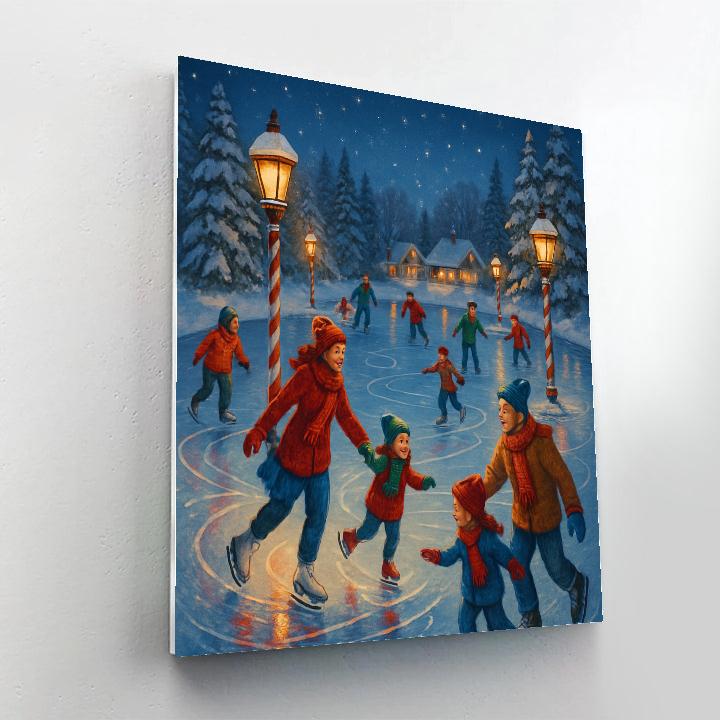 Candy Cane Lane Ice Skaters Painting by numbers kit