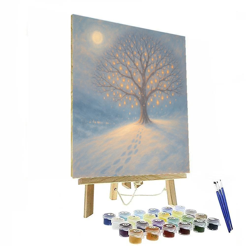 Snowy Wishing Tree On The Hilltop DIY paint by numbers