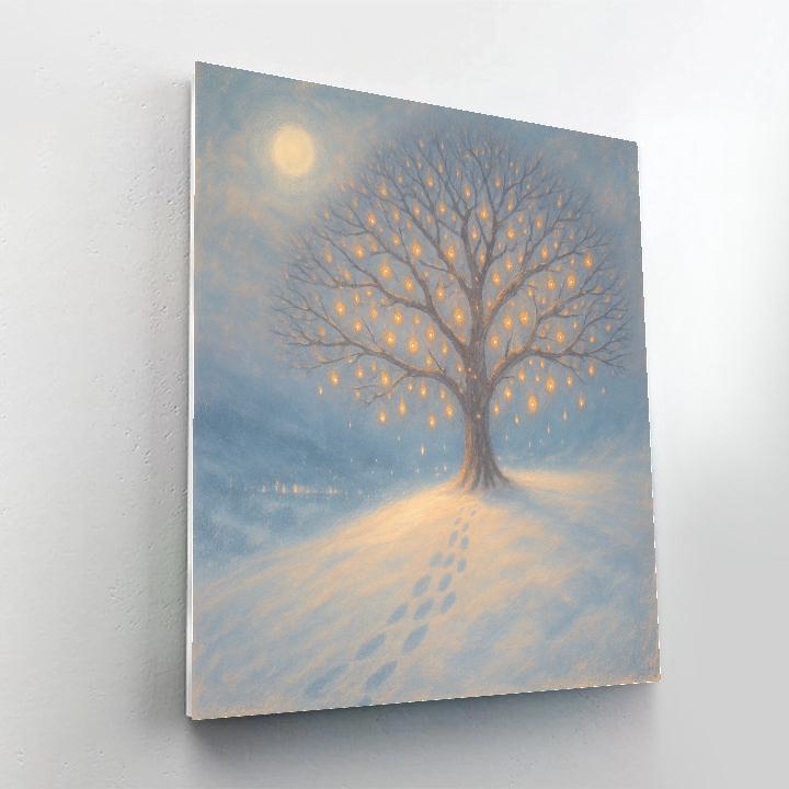 Snowy Wishing Tree On The Hilltop DIY paint by numbers