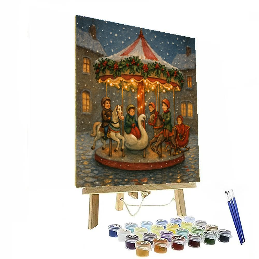 Winter Carousel In The Town Courtyard painting number kit
