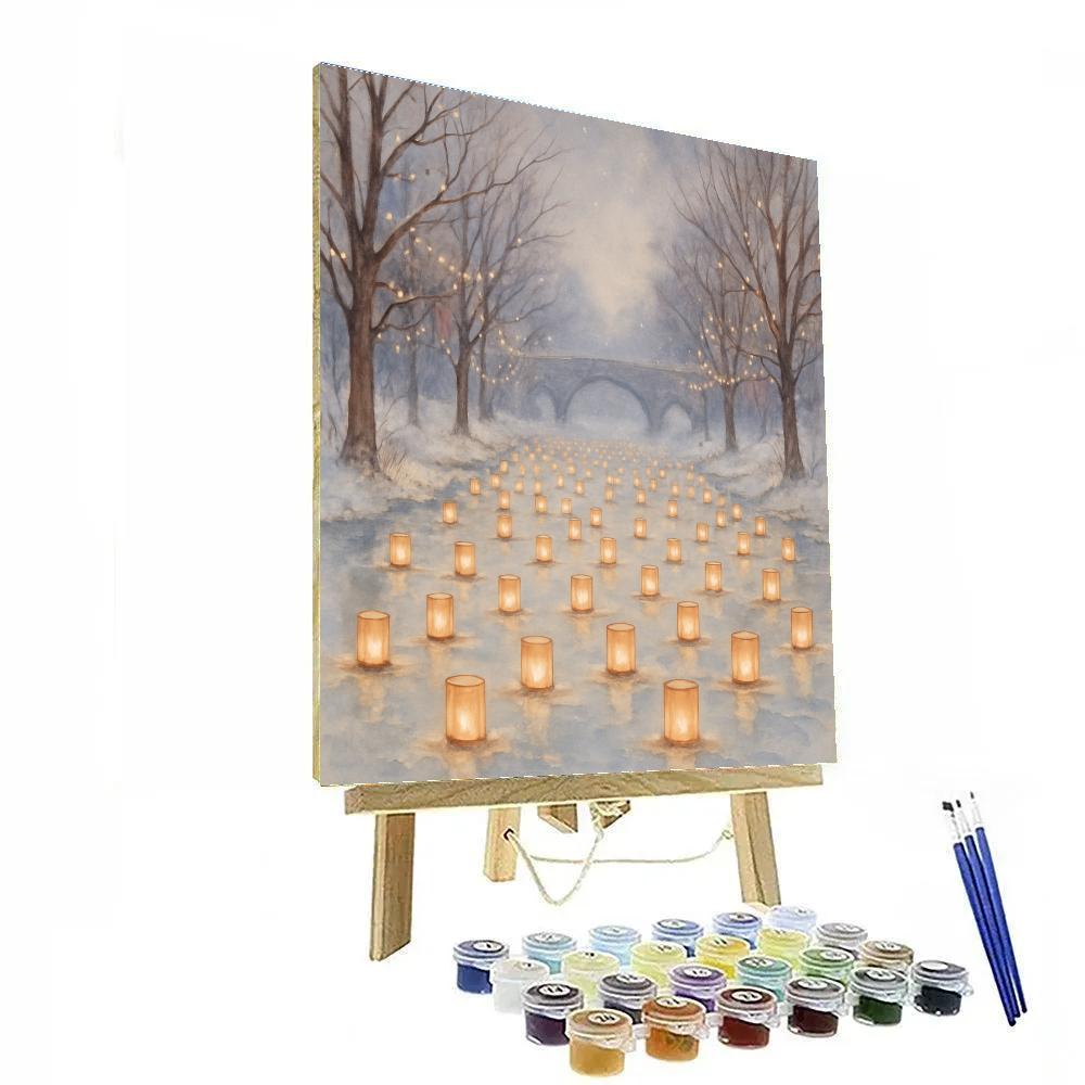 Yuletide Lanterns On The Frozen River Painting by numbers kit