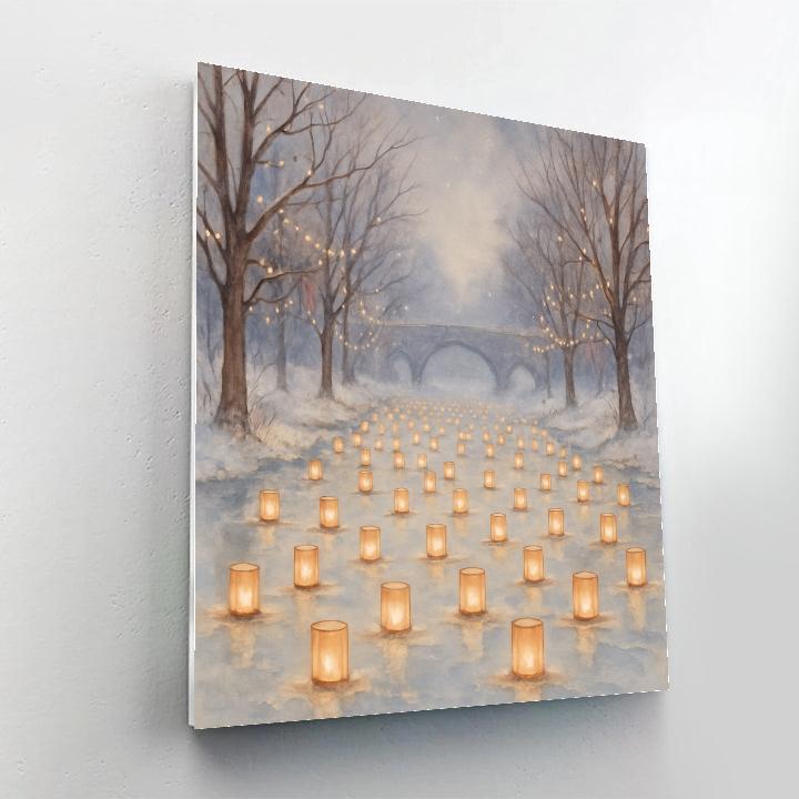 Yuletide Lanterns On The Frozen River Painting by numbers kit