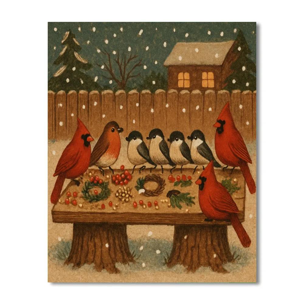 Midwinter Feast For The Birds Paint by numbers kits