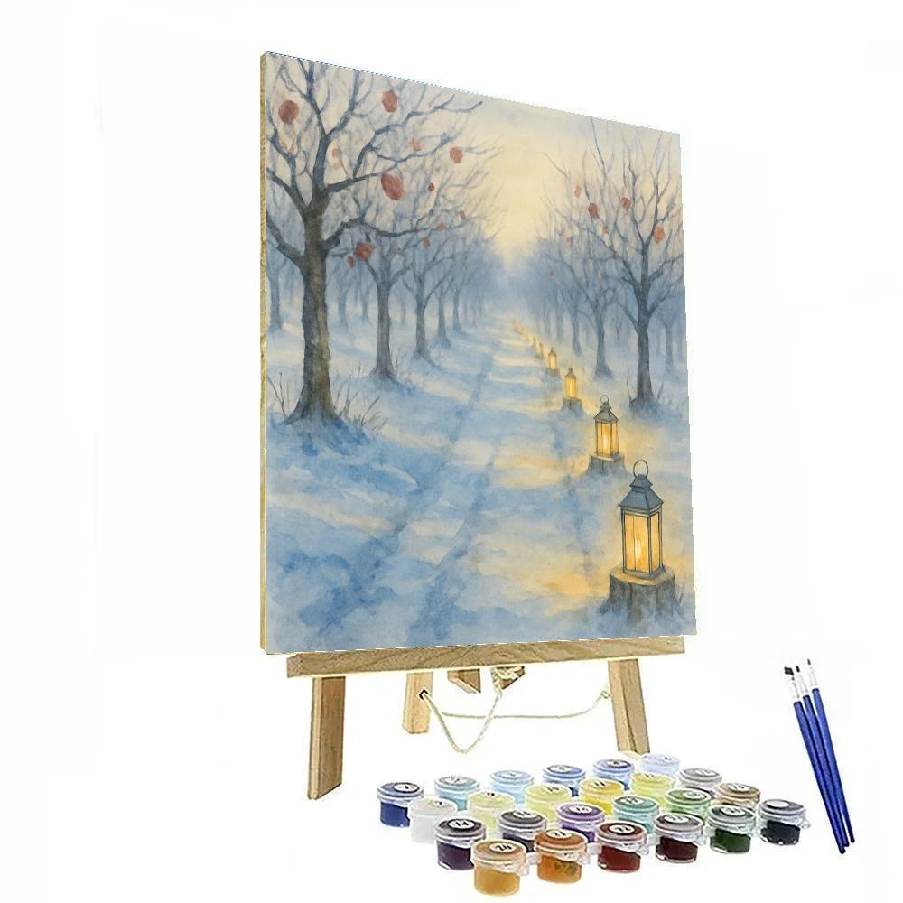 Christmas Lantern Path Through The Orchard paint by number