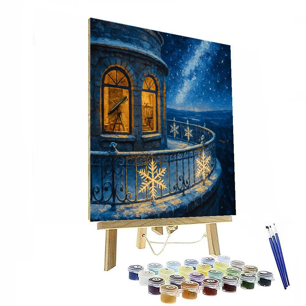 Glowing Snowflake Observatory Balcony painting number kit