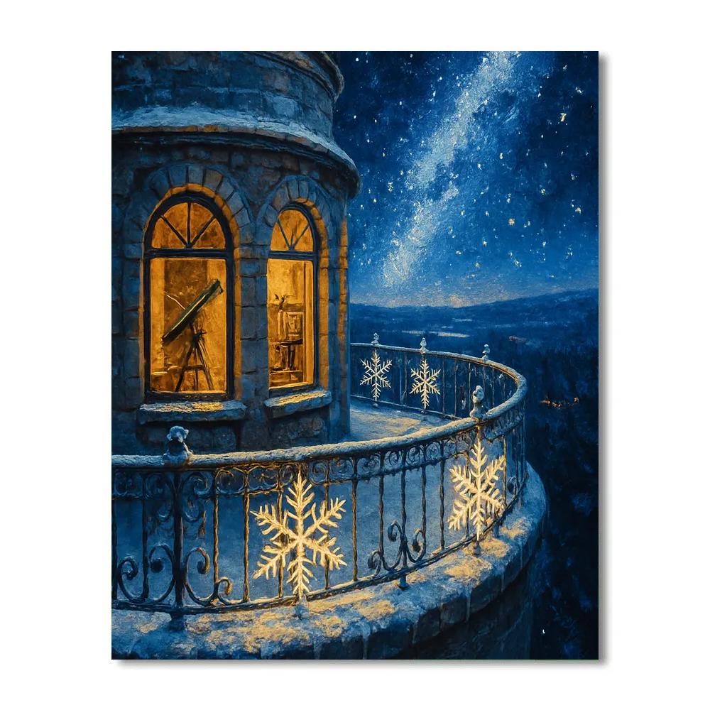 Glowing Snowflake Observatory Balcony painting number kit