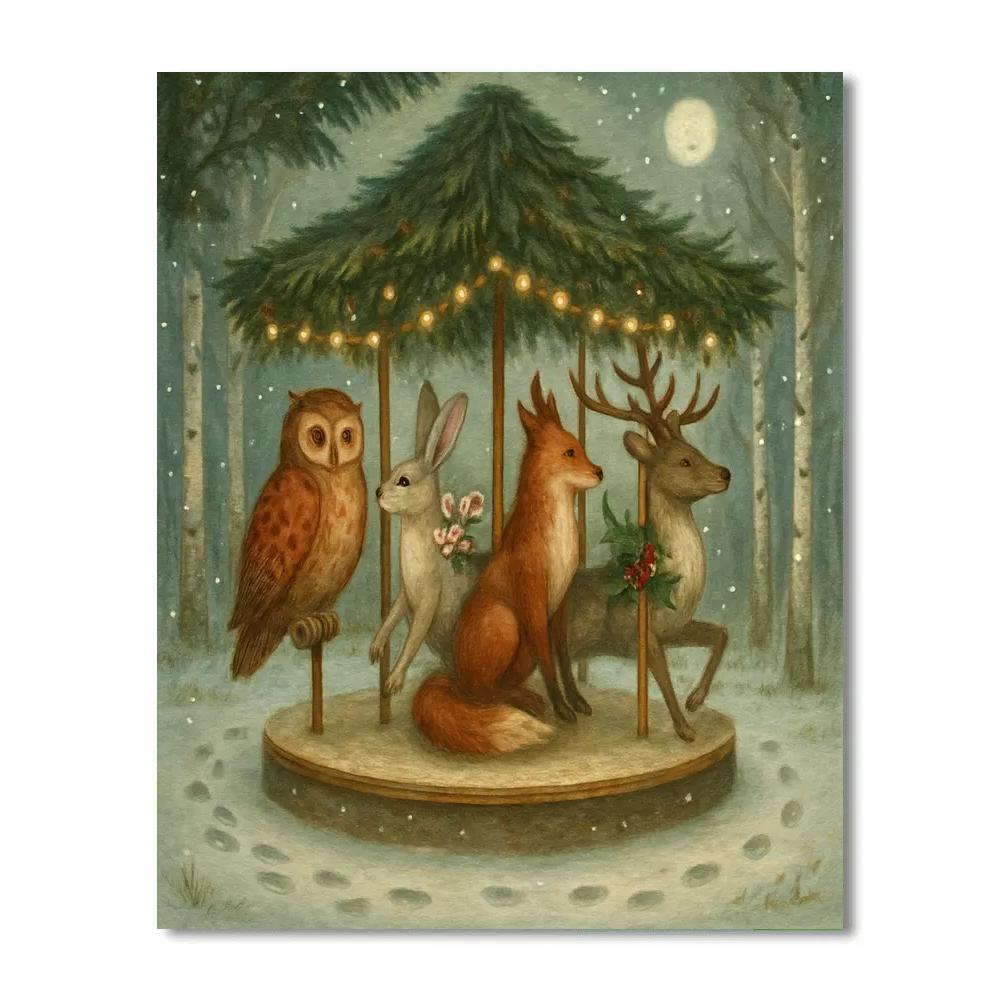 Winter Carousel Of Seasons Animals paint by numbers