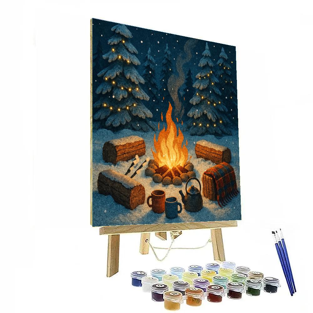 Christmas Campfire Under The Pines paint by numbers