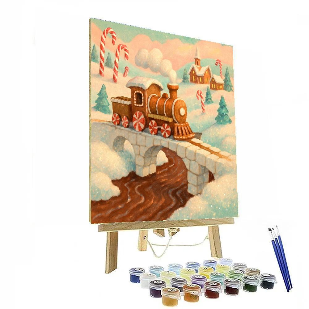 Gingerbread Train Crossing The Sugar Bridge Paint by numbers kits