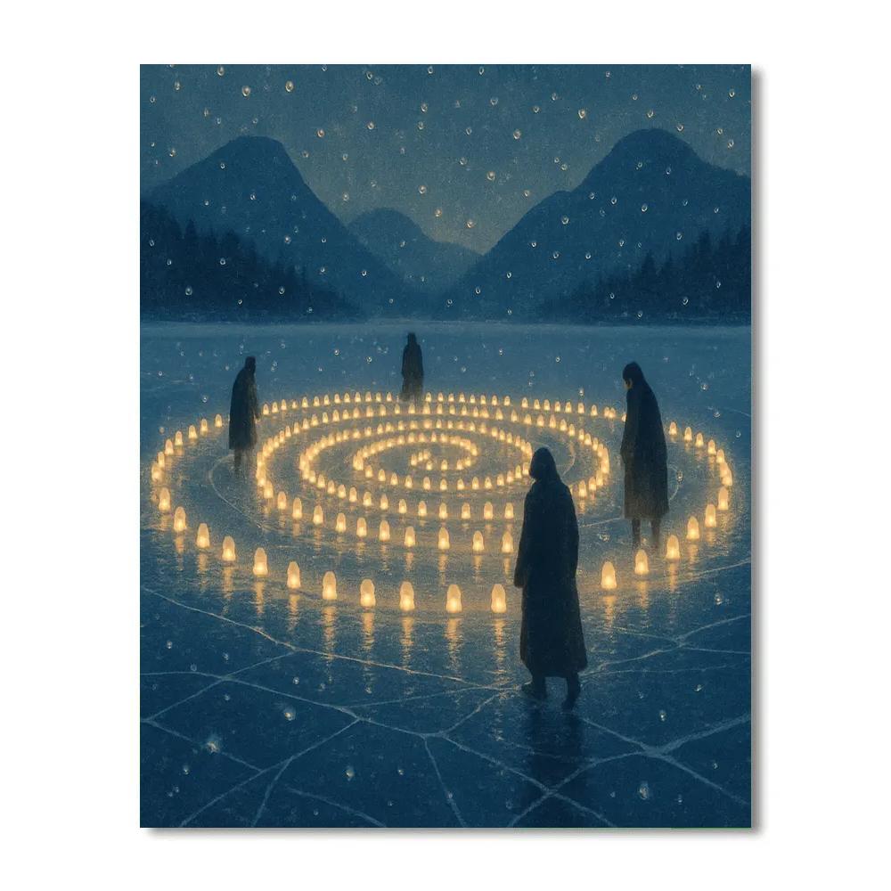 Frozen Lake Candlelit Spiral Numbered painting kits