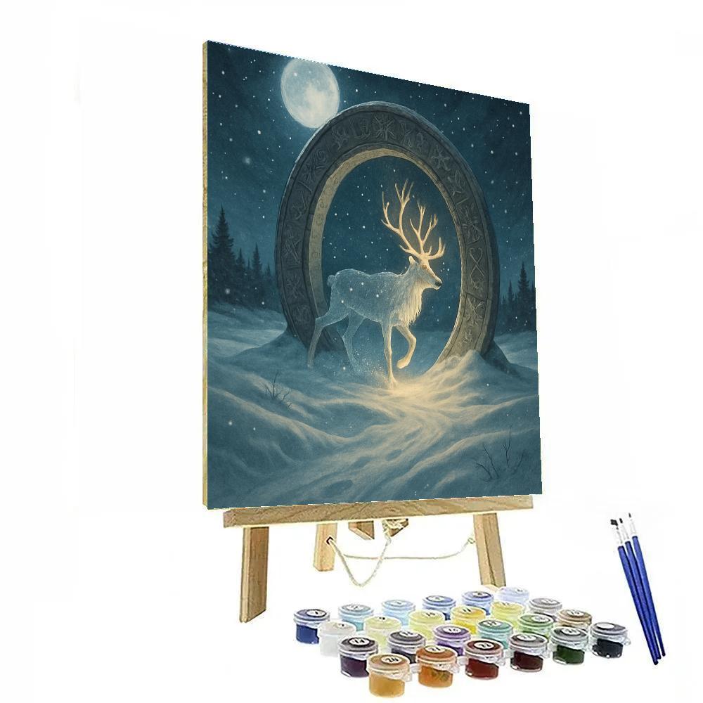 Reindeer Stargate In The Snowfield Numbered painting kits