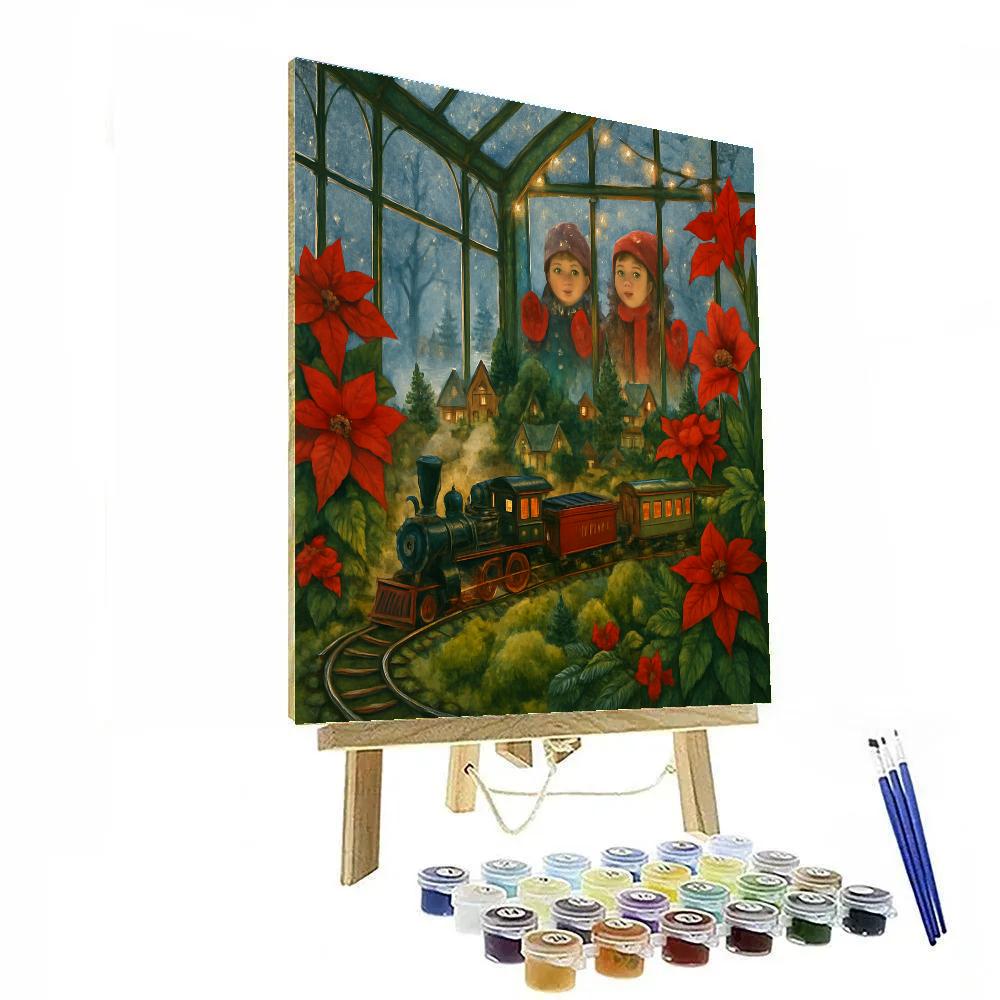 Christmas Greenhouse Train Garden Paint by numbers art
