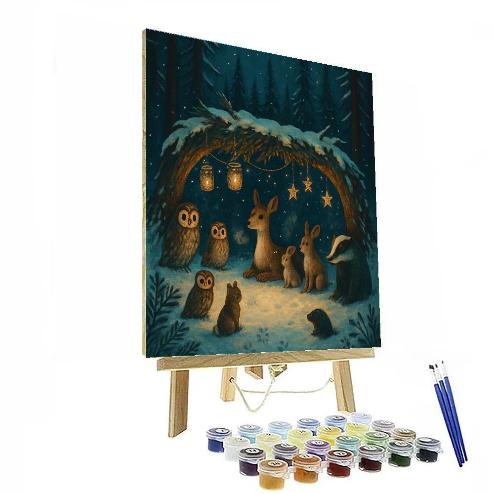 Starlit Forest Stage For Winter Animals Paint by numbers art