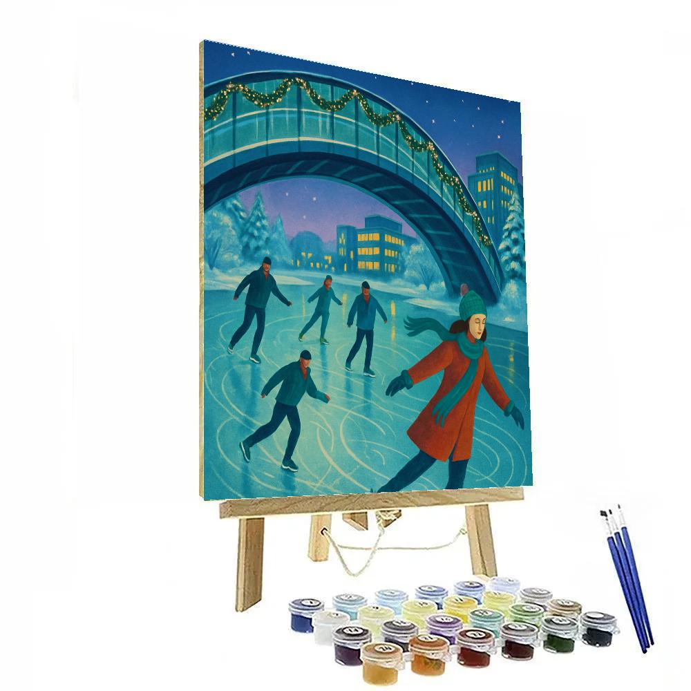Ice Skating Under The Glass Bridge painting number kit