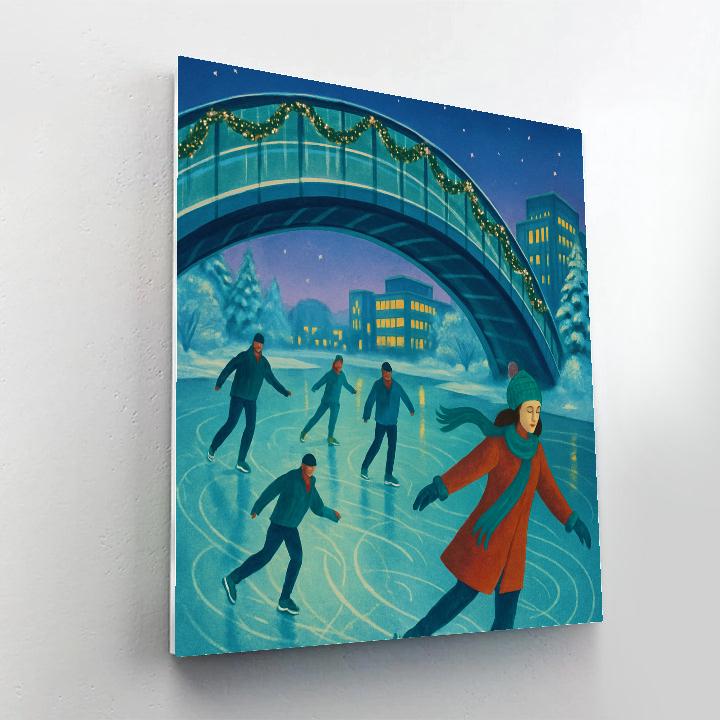 Ice Skating Under The Glass Bridge painting number kit