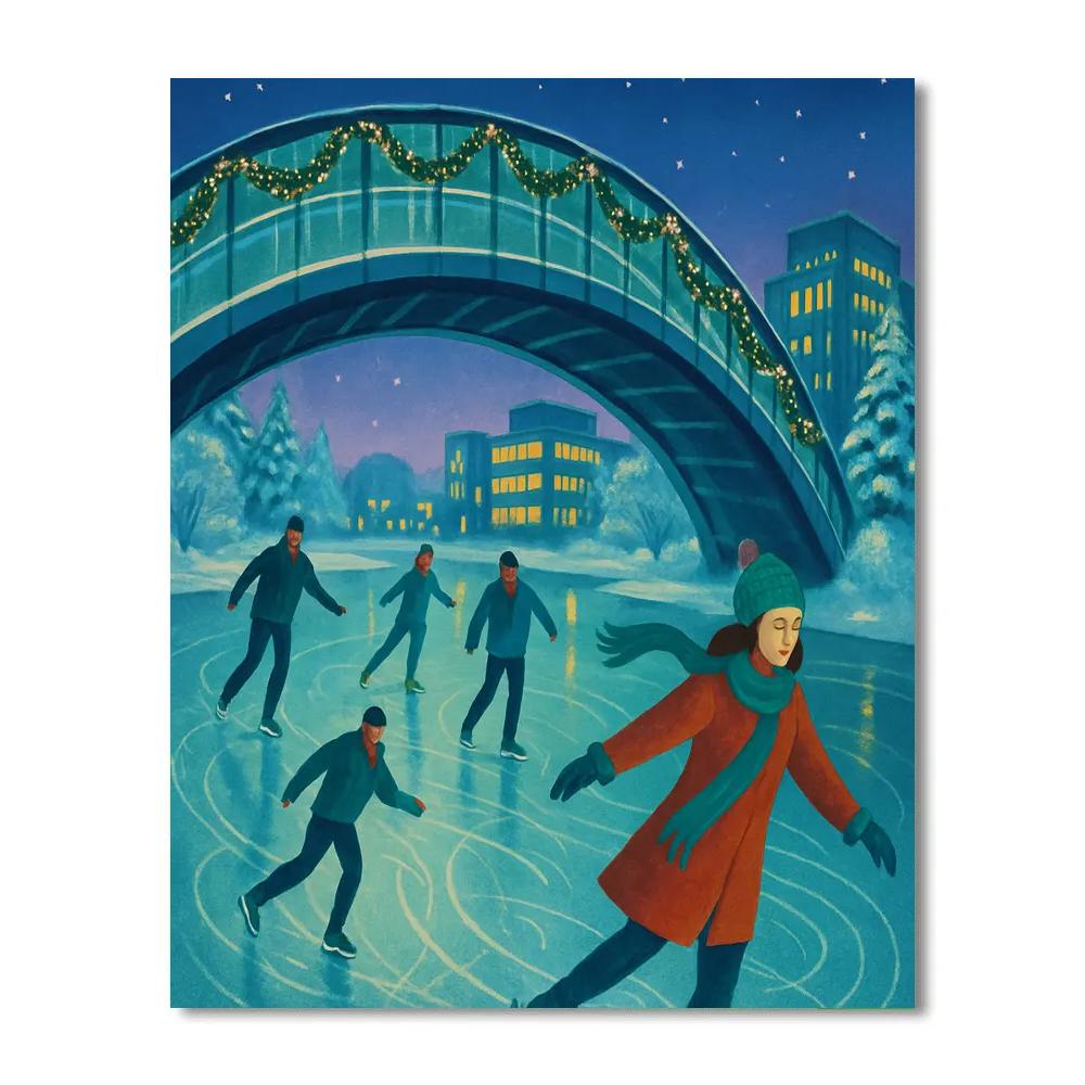 Ice Skating Under The Glass Bridge painting number kit