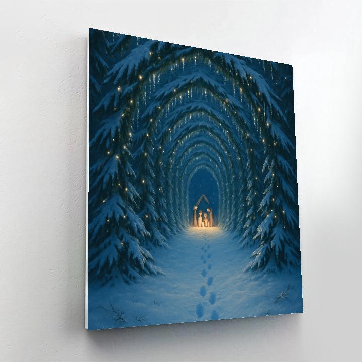 Snowy Cathedral Of Evergreen Arches Number painting