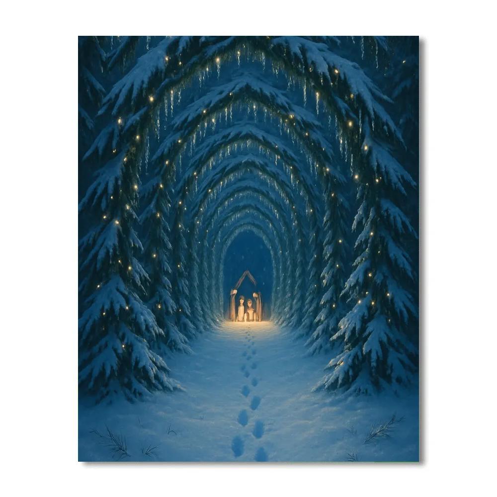 Snowy Cathedral Of Evergreen Arches Number painting