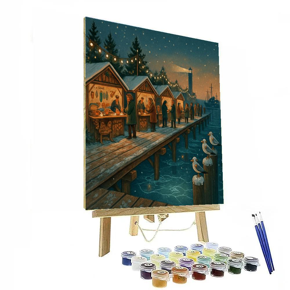 Christmas Market On The Frozen Pier paint by number