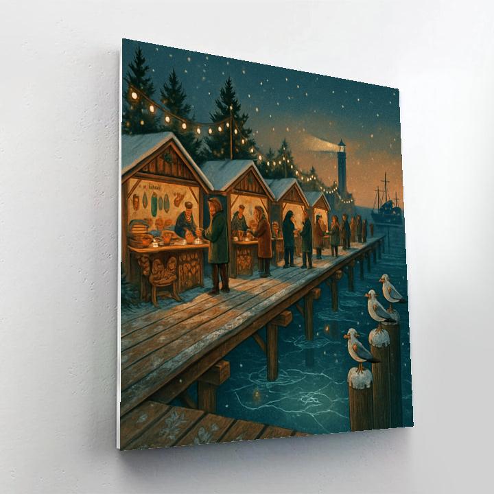 Christmas Market On The Frozen Pier paint by number