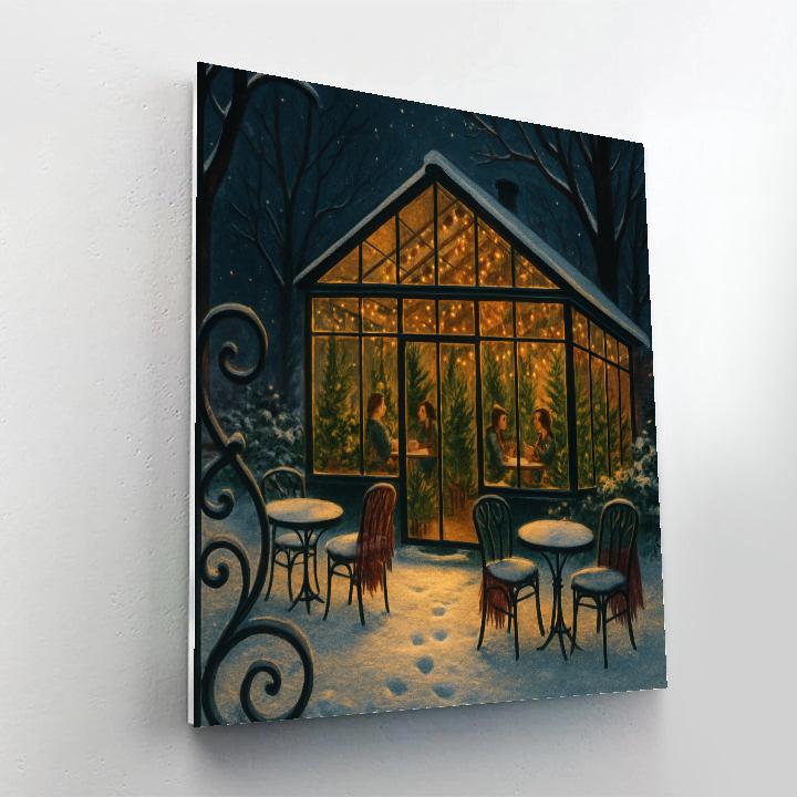 Midnight Snowfall At The Winter Greenhouse Cafe Paint by numbers kits