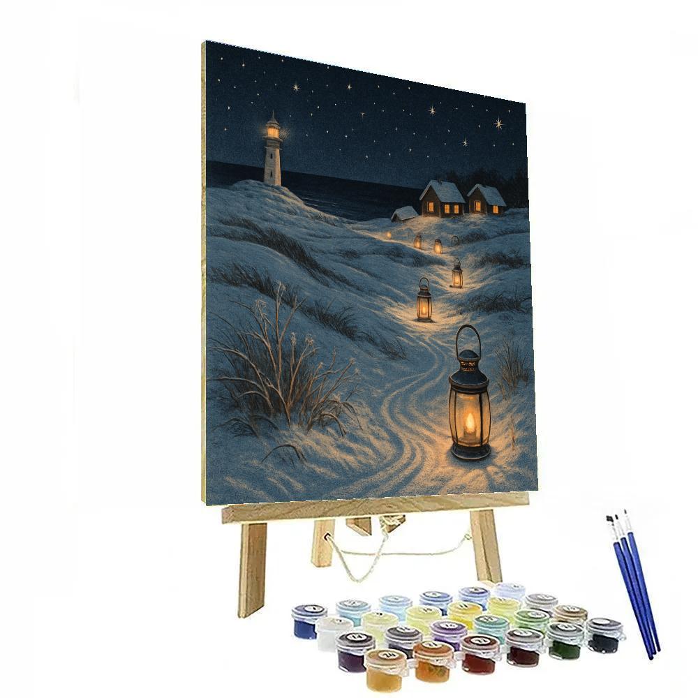 Holiday Lantern Trail Through The Frozen Dunes painting number kit