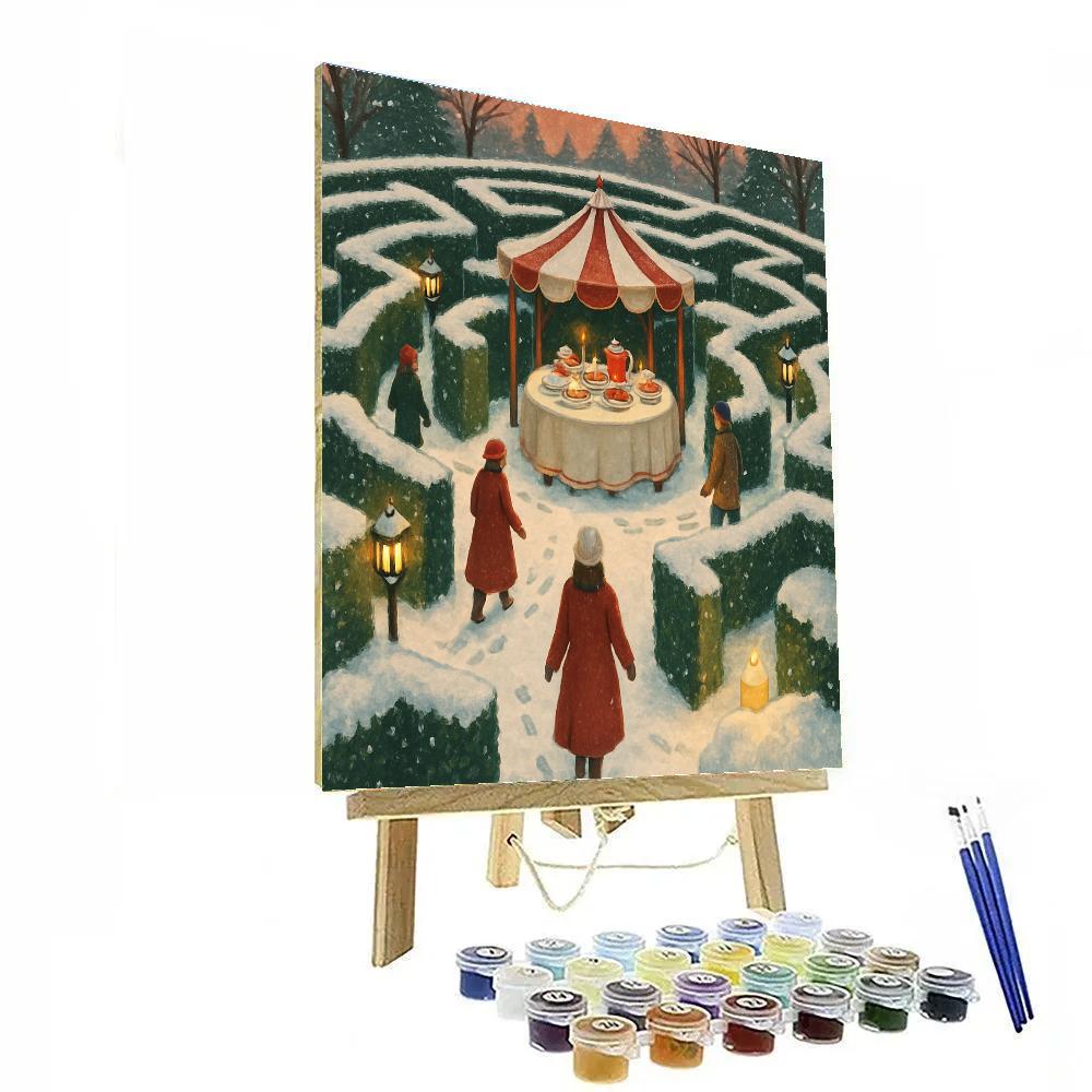 Christmas Tea Party In The Snowy Hedge Maze painting number kit